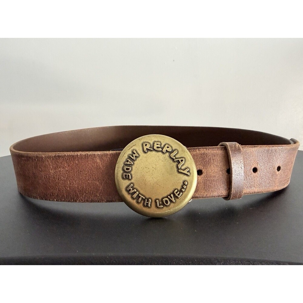 American Eagle Outfitters Women’s Brown Leather Belt Small Replay With Love Buck - Picture 4 of 13